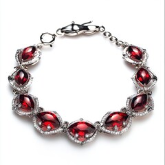 Obraz premium Elegant Garnet & White Gold Bracelet: Deep Romance Design