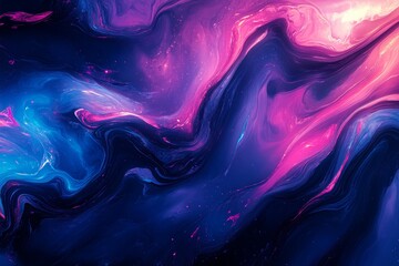 Obraz premium A mesmerizing abstract design featuring swirling waves of deep blue, vibrant purple, and hints of pink, evoking a cosmic and ethereal atmosphere