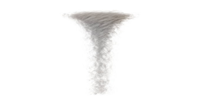 Light gray translucent swirling vortex against a checkered transparent background It's wider at the top narrowing dow