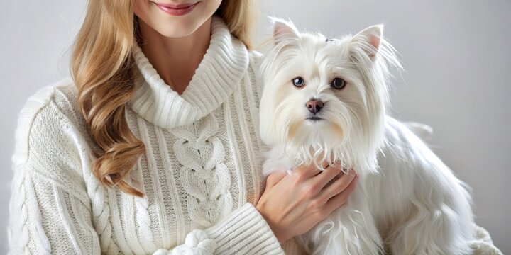 Crisp, white clothes adorned with subtle reminders of pet companionship, adding warmth to the wearer's presence.