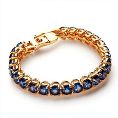 Obraz premium Minimalist Sapphire & Gold Bracelet: Modern Design, White Background