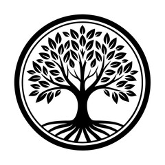 A modern, popular logo of a tree for nature conservation. white background
