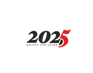 Happy New Year 2025 Text Typography Design Element flyer, banner design.