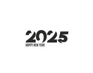 Happy New Year 2025 Text Typography Design Element flyer, banner design.