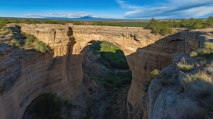Fototapeta premium Majestic Rock Bridge Overlooking Vast Canyon Landscape