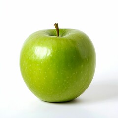 A Single Green Apple Isolated Against A White Background