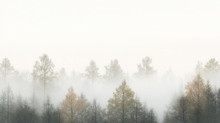Soft colored, autumn background in gray autumn tones forest tree line elegant shades on white background. The generation of AI
