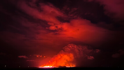 Grindavik, Iceland, August 22, 2024. 30 km from the capital Reykjavik, a volcano began to erupt. A...