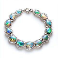 Obraz premium Cosmic Shimmer Opal & White Gold Bracelet: Elegant Jewelry Design