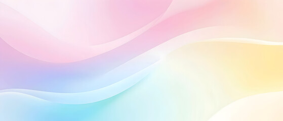 Obraz premium A flat vector illustration of a rainbow background in soft pastel colors, featuring a smooth gradient that transitions gently from one color to the next. The palette includes light shades