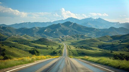 Naklejka premium Scenic Road Connecting Cities: Capture Stunning Landscapes