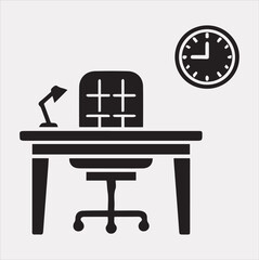 The table icon Workplace and job Vector silhouette illustration icon on a white background