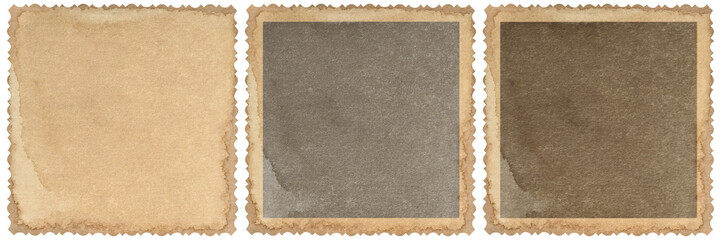 PNG Vintage style photo frame card. Used paper sheet with stains isolated on transparent background