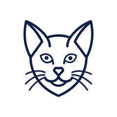 simple Minimalist monoline lineart outline cat head icon logo template vector illustration