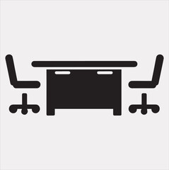 The table icon Workplace and job Vector silhouette illustration icon on a white background