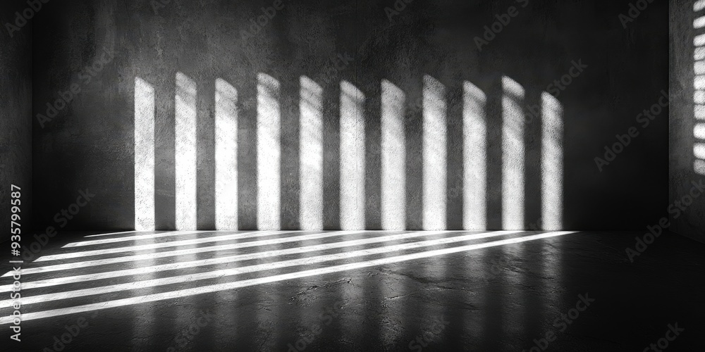 Wall mural light and shadow play in empty room