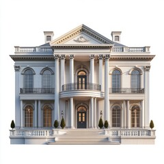 Photorealistic Georgian Mansion Render: Isolated White Background