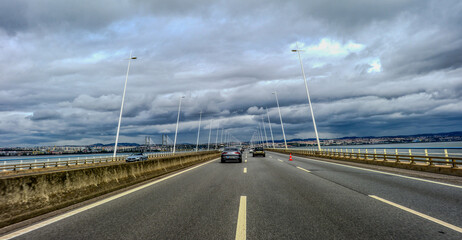 Ponte Vasco da Gama in Richtung Lissabon, Portugal