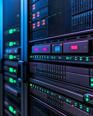 Fototapeta premium A server backup process, with data being securely stored in a remote location