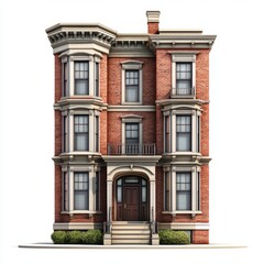 Obraz premium Victorian Townhouse 3D Model: Photorealistic Render on White Background