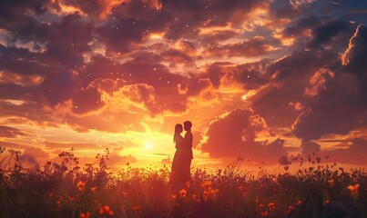 Fototapeta premium Love Stories on sunset. 