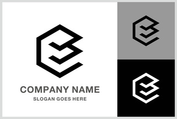 Monogram Letter E Geometric Square Cube Business Company Stock Vector Logo Design Template
