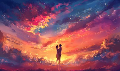Fototapeta premium Love Stories on sunset. 