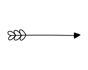 Cute doodle arrow isolated on white background. Vector hand-drawn illustration. Perfect for Valentine's Day designs, cards, invitations, decorations.
