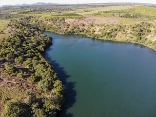 Aerial view of Lagoa Nova lake in Espírito Santo state, Brazil