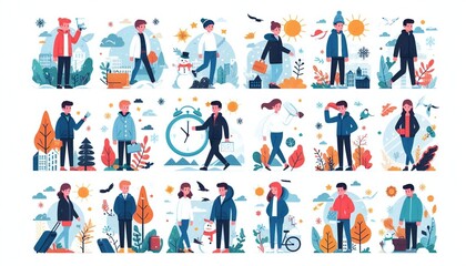 season background people character illustration flat design