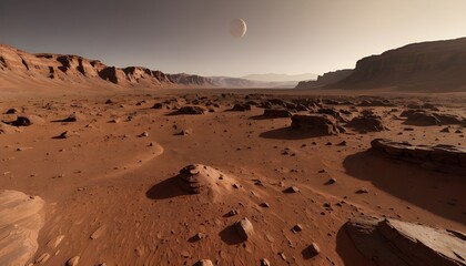 Fototapeta premium Mars Exploration HDRI - Martian Landscape in 3D