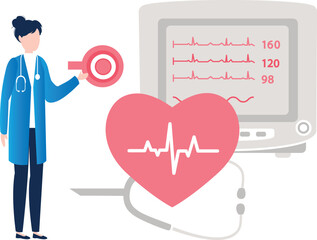 The doctor is looking at the pulse monitor.