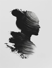 Fototapeta premium A woman's silhouette is painted in black and white