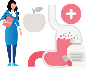 The girl is treating the stomach.