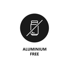 Aluminium free sign. No Aluminium symbol. Product packaging stamp or label. Eco friendly and organic products. Vector icon