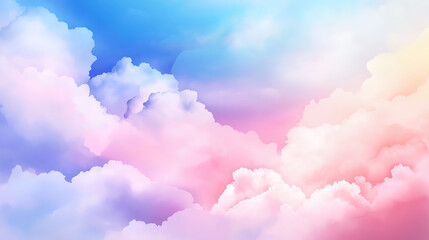 Fototapeta premium flat illustration of cloudy dreamy sky at sunset, sky background