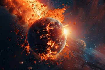 a massive explosion on the planet view from space