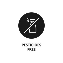 Pesticide free sign. No pesticide symbol. Product packaging stamp or label. Eco friendly and organic products. Vector icon
