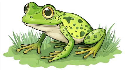 Obraz premium A green frog vector cartoon illustration for coloring pages