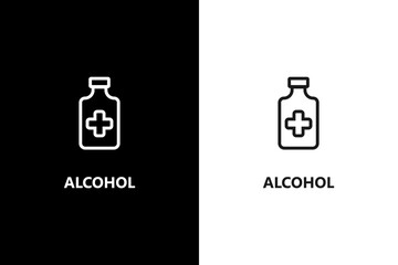 Alcohol sign or symbol. Alcohol package stamp or label. Organic food and cosmetics products. Vector icon