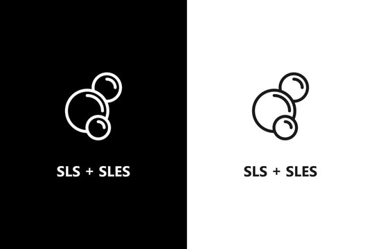 SLS sign or symbol. SLS free (Sodium lauryl sulfate) label sign, package stamp. Organic food and cosmetics products. Vector icon