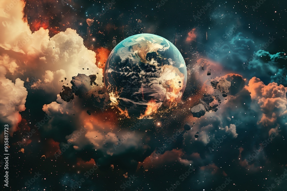 Canvas Prints a massive explosion on the planet view from space
