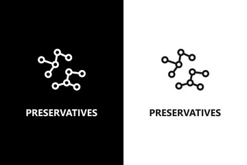 Preservatives sign or symbol. Preservatives package stamp or label. Organic food and cosmetics products. Vector icon