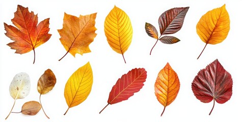 Obraz premium Set of autumn leaves isolated on a white background