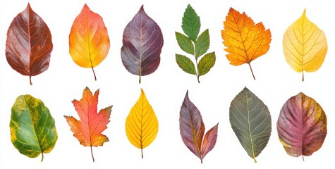 Set of autumn leaves isolated on a white background