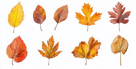 Obraz premium Set of autumn leaves isolated on a white background