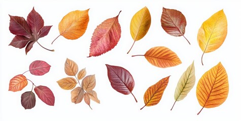 Obraz premium Set of autumn leaves isolated on a white background