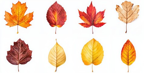 Fototapeta premium Set of autumn leaves isolated on a white background