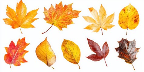 Set of autumn leaves isolated on a white background