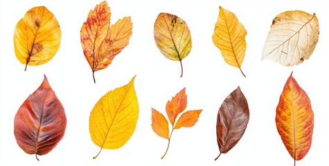Obraz premium Set of autumn leaves isolated on a white background